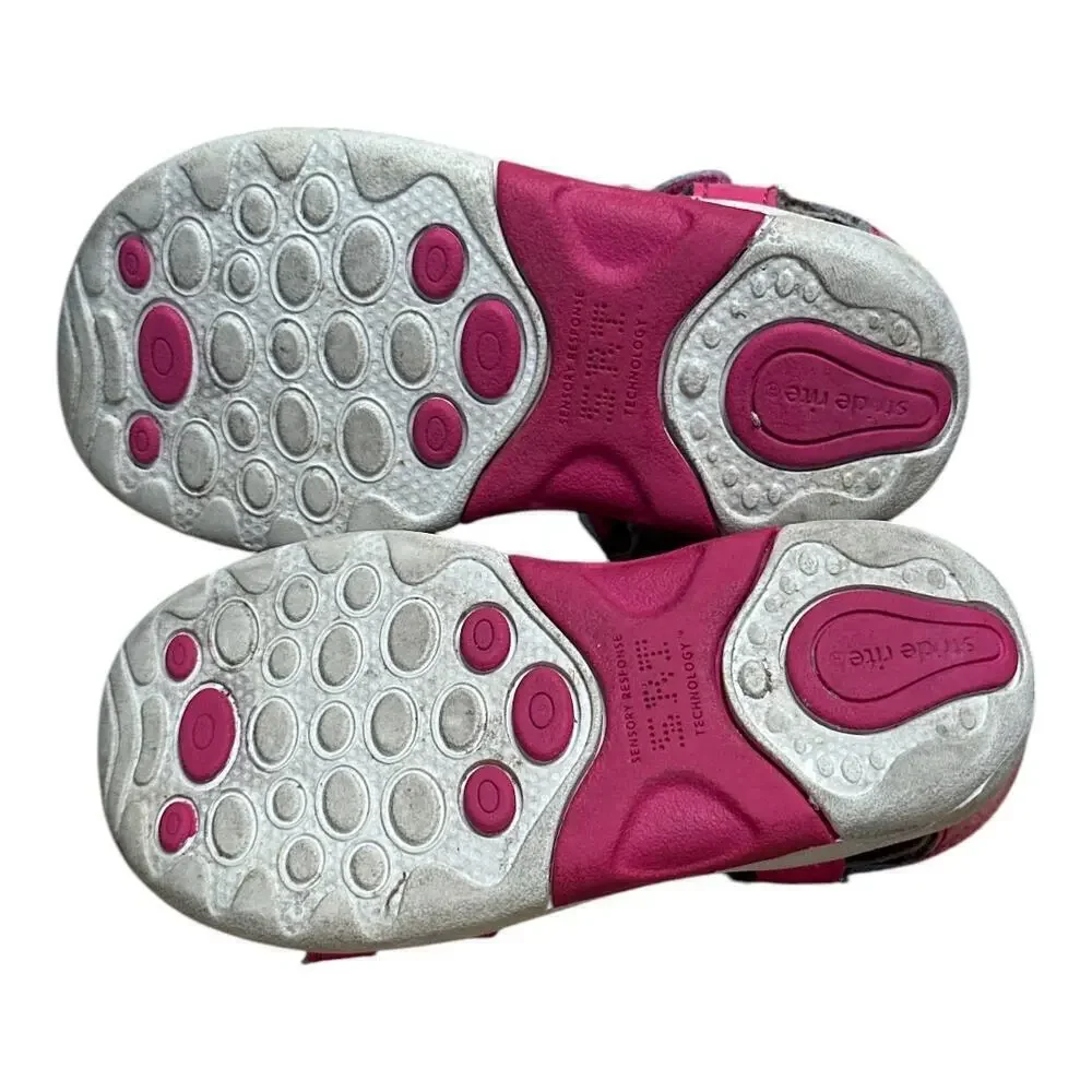 Stride Rite  Pink Purple Flower Leather Sandals Girls Size 6M